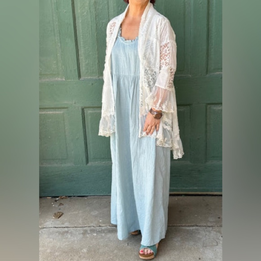 Paper Lace Patchwork Lace & Eyelet Duster Topper 100% Cotton - Picture 4 of 12